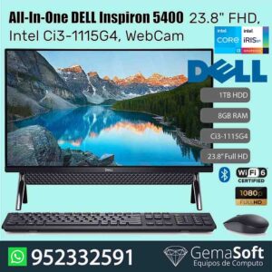 Computadora DELL Inspiron 5400, 23.8" FHD, Core i3-1115G4 (11° Gen) de hasta 4.1GHz, 8GB DDR4, 1TB
