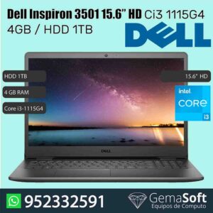 Laptop Dell Inspiron 15 3501, 15.6" HD Core i3-1115G4 hasta 4.1GHz, 4GB DDR4, 1TB SATA