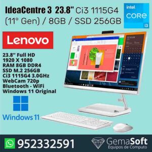 Computadora Lenovo IdeaCentre AIO 3 24ITL6, 23.8" FHD IPS, Core i3-1115G4 3.0 / 4.1GHz